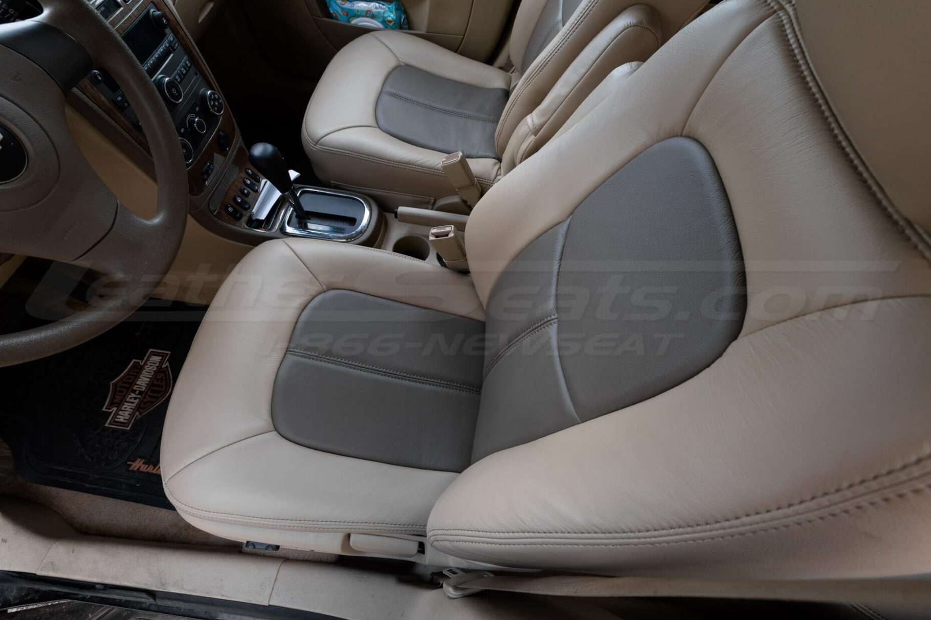 Top-down view of finstalled front driver seat