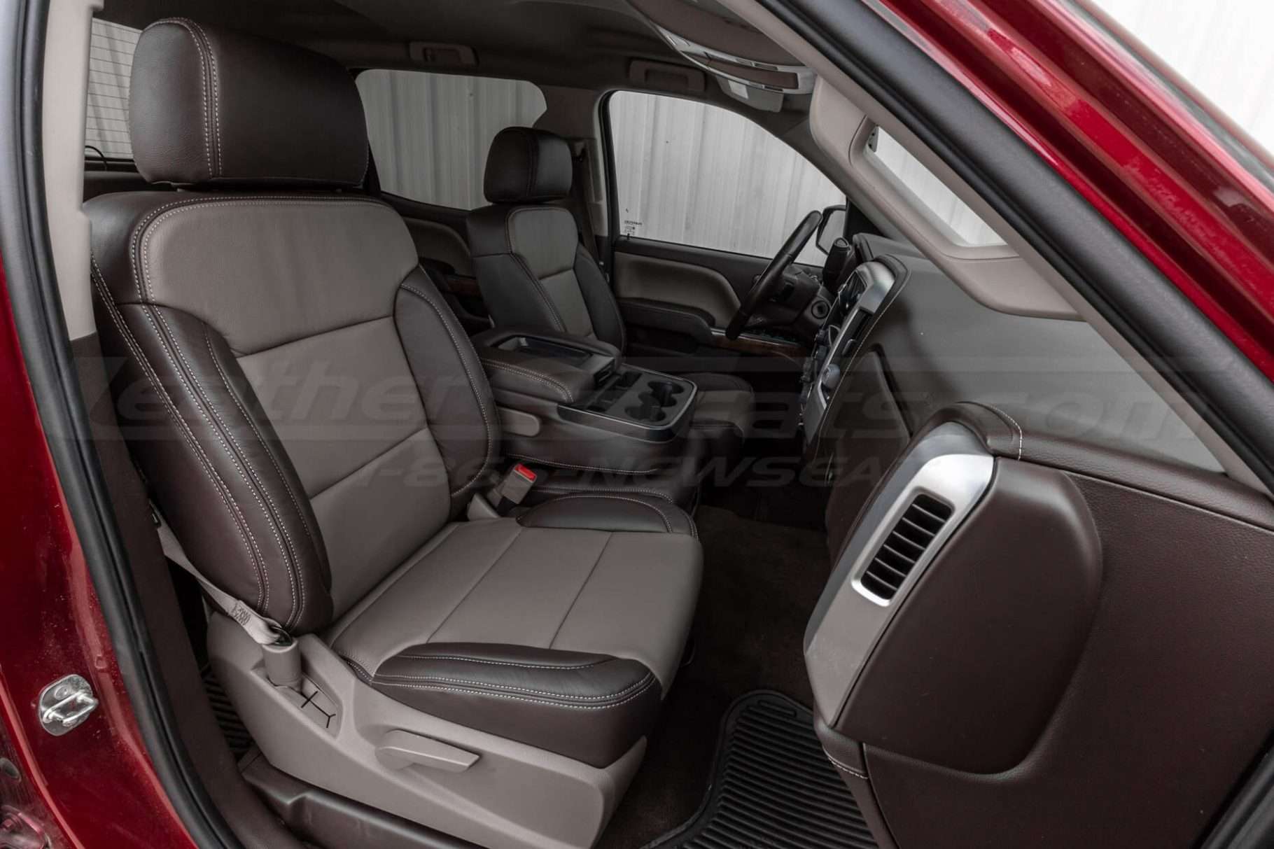 2014-2019 GMC Sierra LEather Seat Interior Kit - Coffee Bristol - Front passenger seat installed