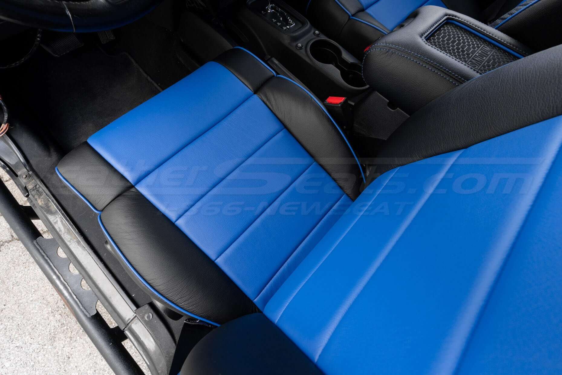 Top-down view of front driver seat backrest and cushion
