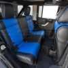 Black and Cobalt Blue Jeep Wrangler Leather Seats - Rear seats with Piping