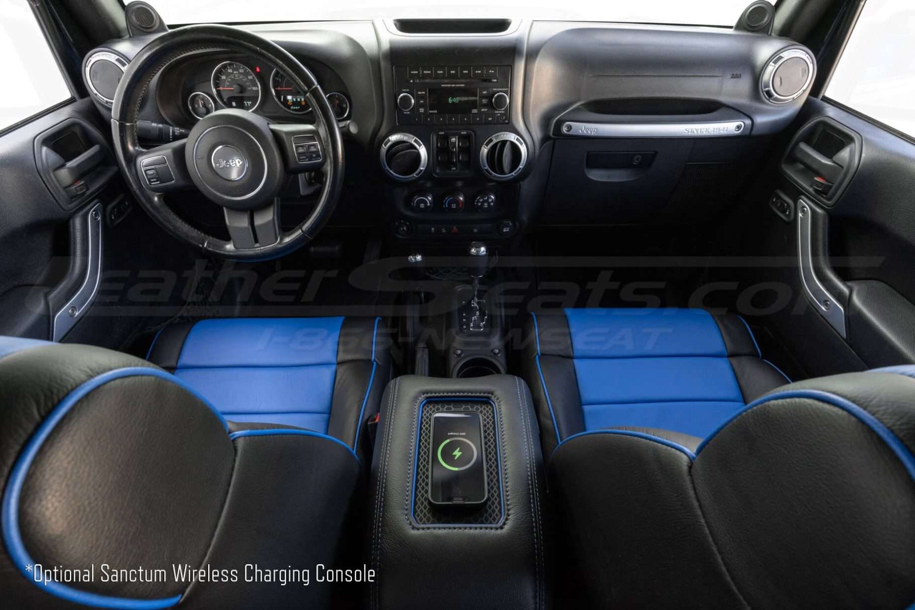 Leather Jeep Wrangler JK Interior with Wireless Phone Charging Center Console