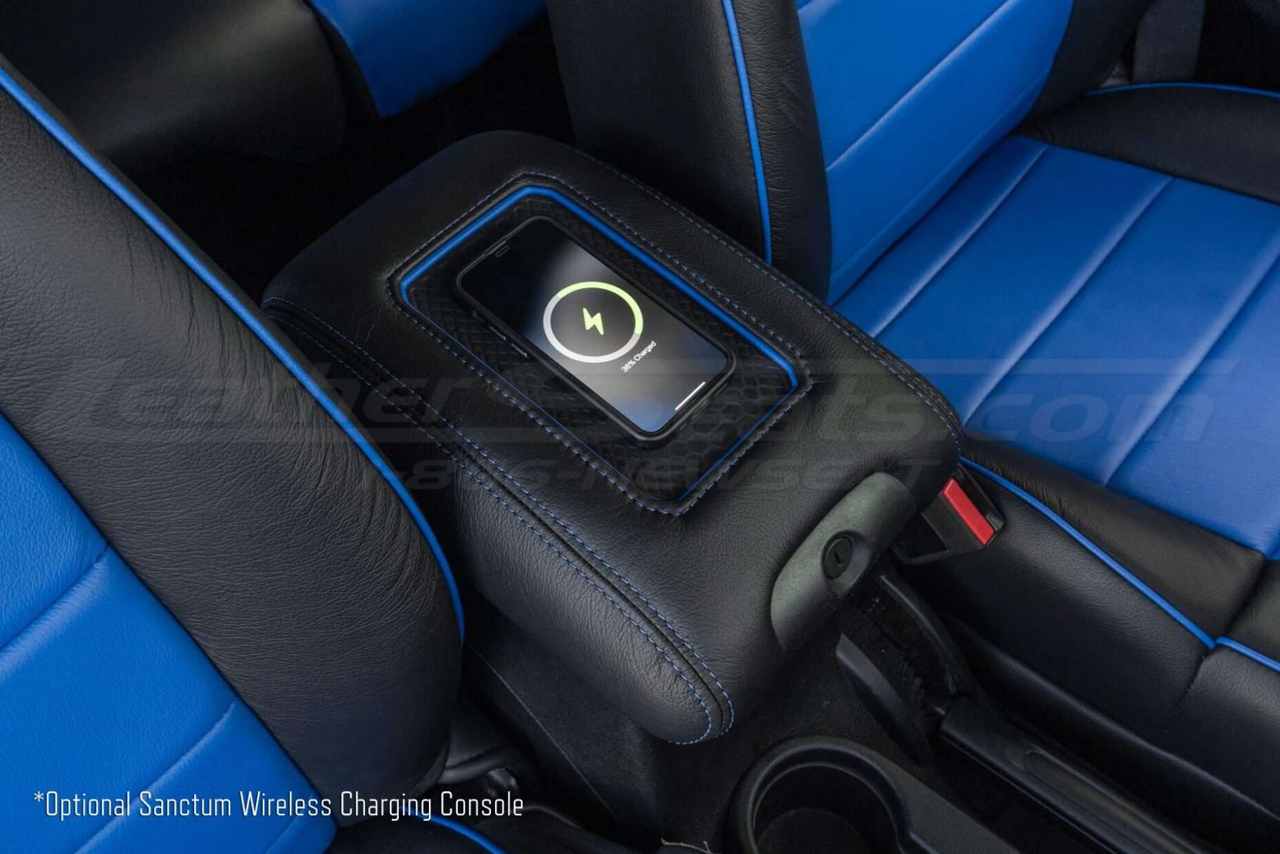 Passenger side view of Optional Sanctum Wireless Phone Charging Console