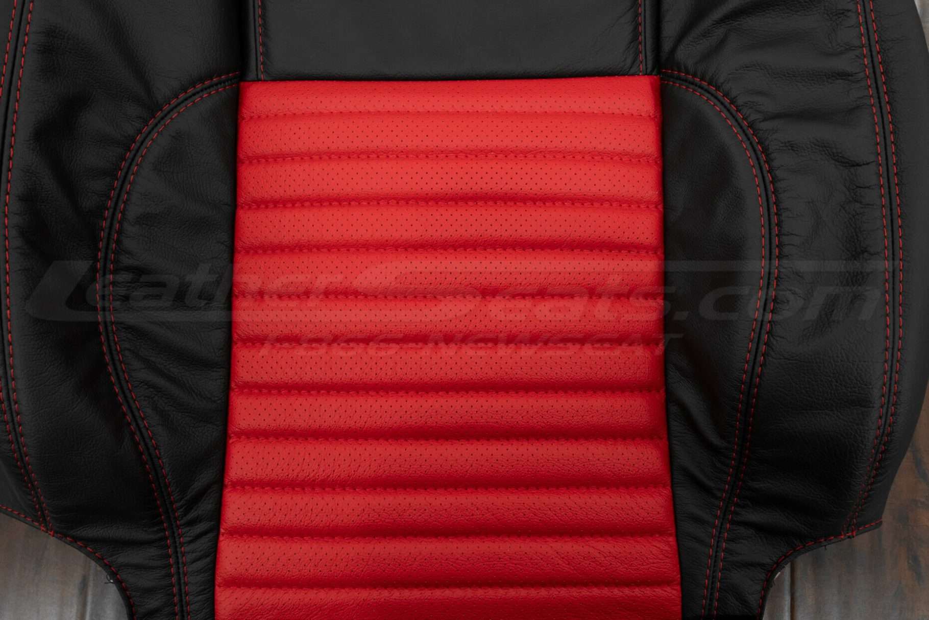 Perforated insert section of leather backrest upholstery