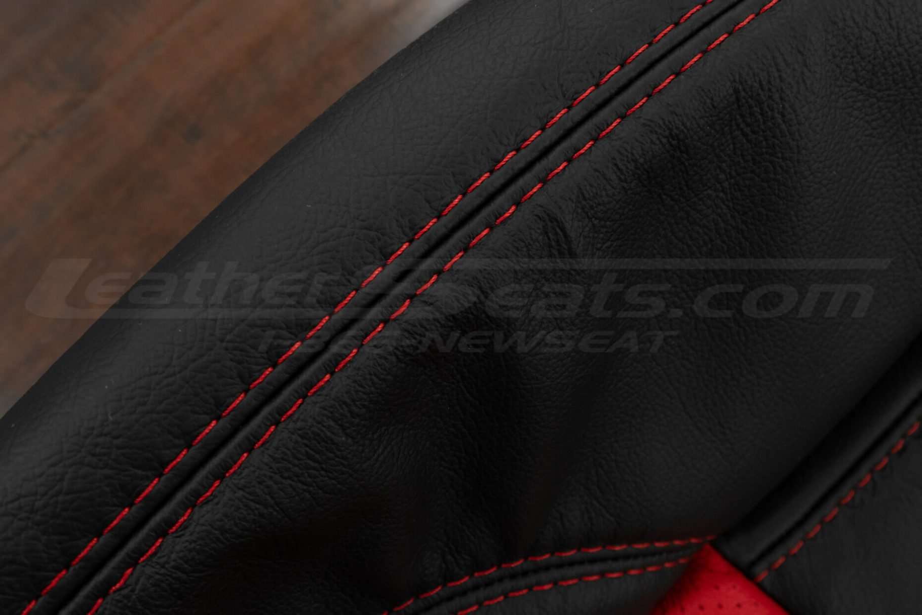 Ford Thunderbird upholstery with contrasting Bright Red double-stitching