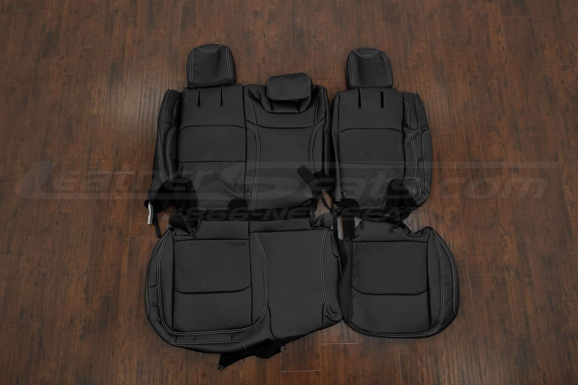 Black rear leather seat upholstery kit for 2018-2024 Jeep Wrangler JL