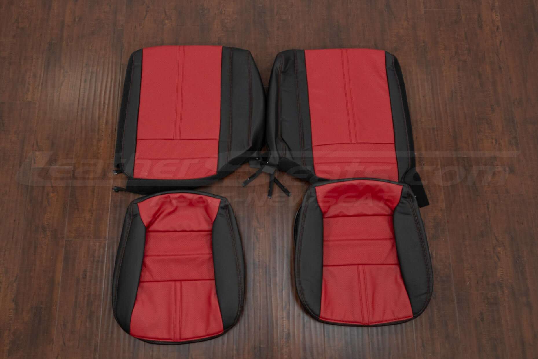 Camaro Coupe Rear seat Leather Uphosltery - Black/Red