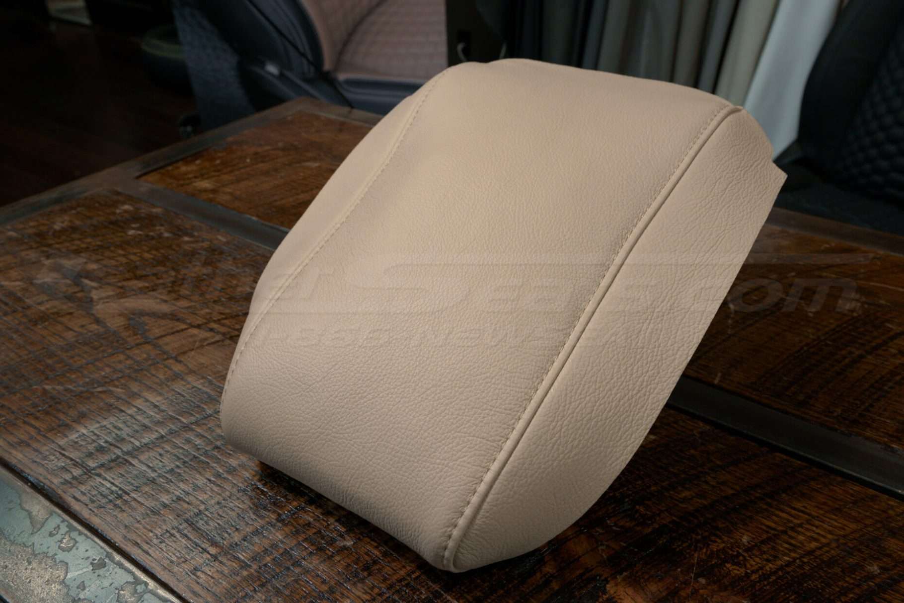 SAide view of leather console lid cover for lexus rx350