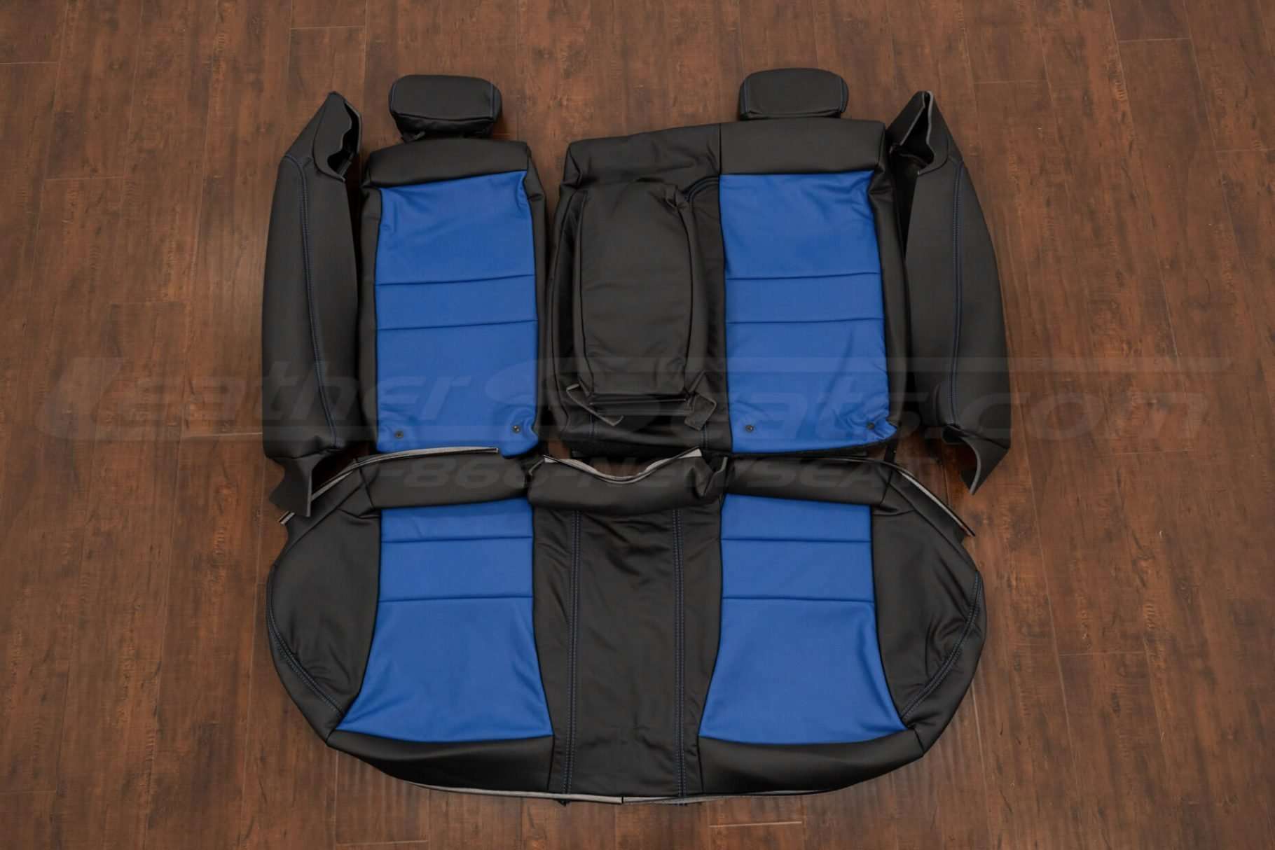 Acura TSXX Leather Seat Upholstery Kit - Black/Cobalt - Rear seat upholstery with Armrest and Bolsters