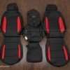 2019-2024 Chevrolet silverado custom leather upholstery kit in Black / Bright red - Front seat upholstery 40/20/40 seat configration