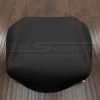Black leather console lid upholstery with contrasting Red double stithcing