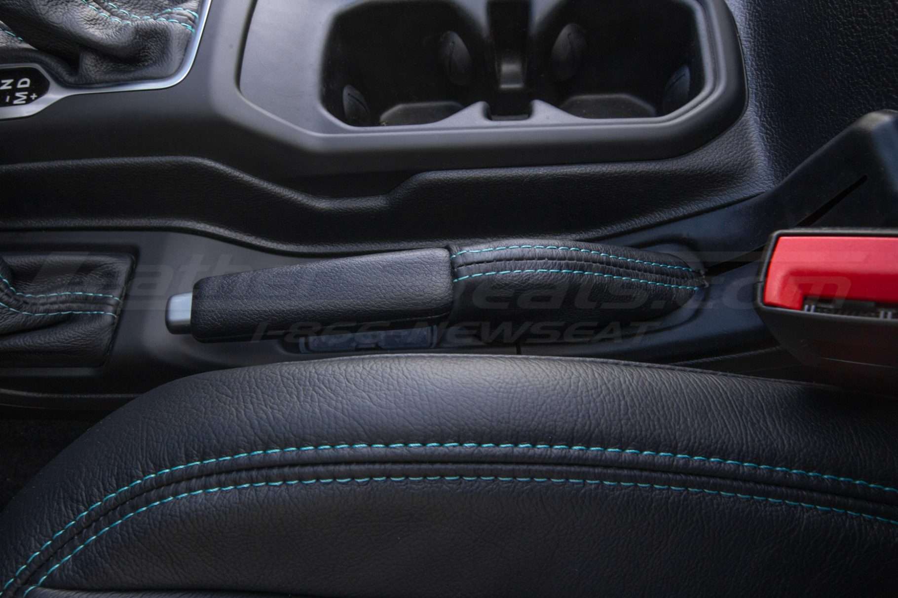 Black leather e-brake for Jeep Wrangler JL and Jeep Gladiator