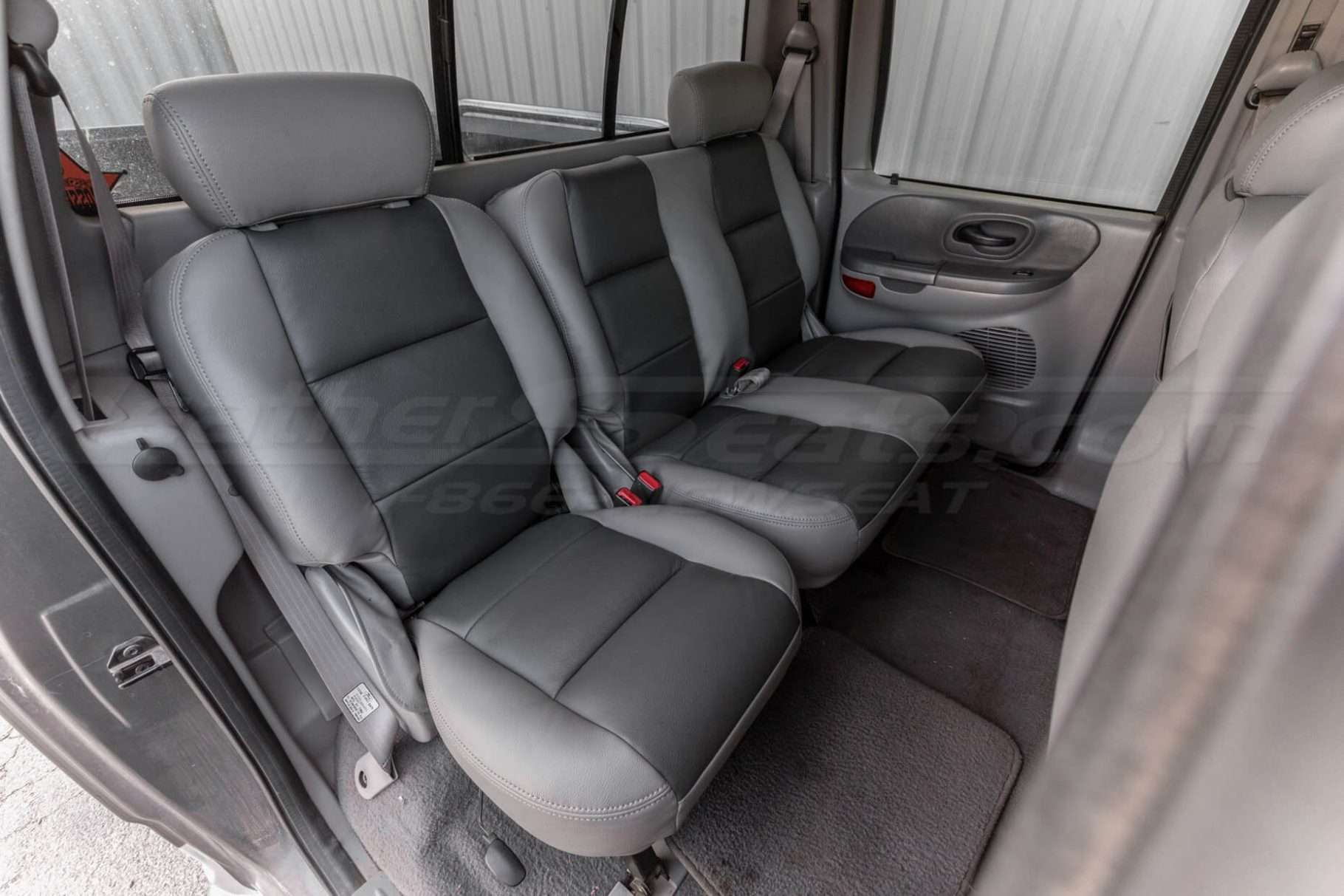 Ford F-150 with LeatherSeats.com leather interior kit - installed - Rear seats from passenger side
