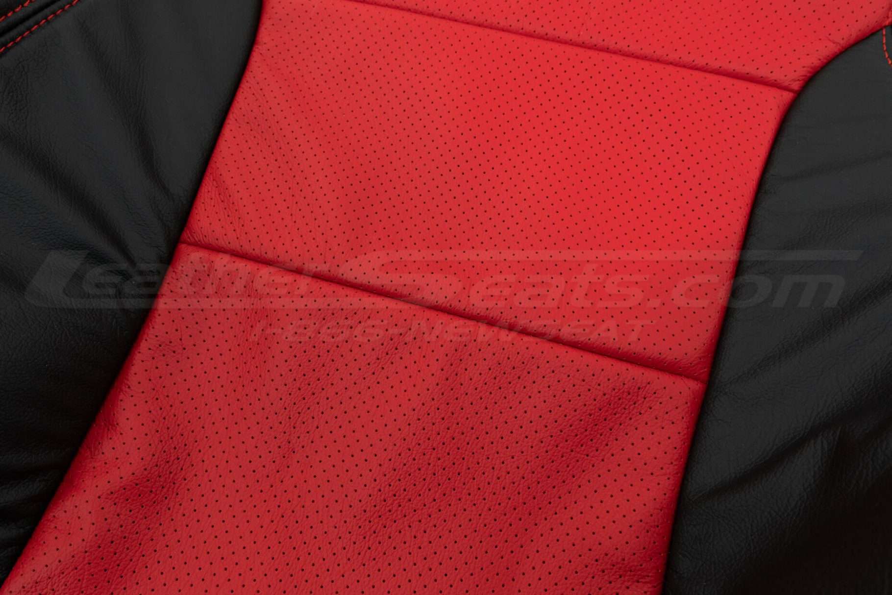 Perforated Combo on Bright Red leather close-up