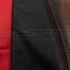 Bright Red double-stitching on Black leather