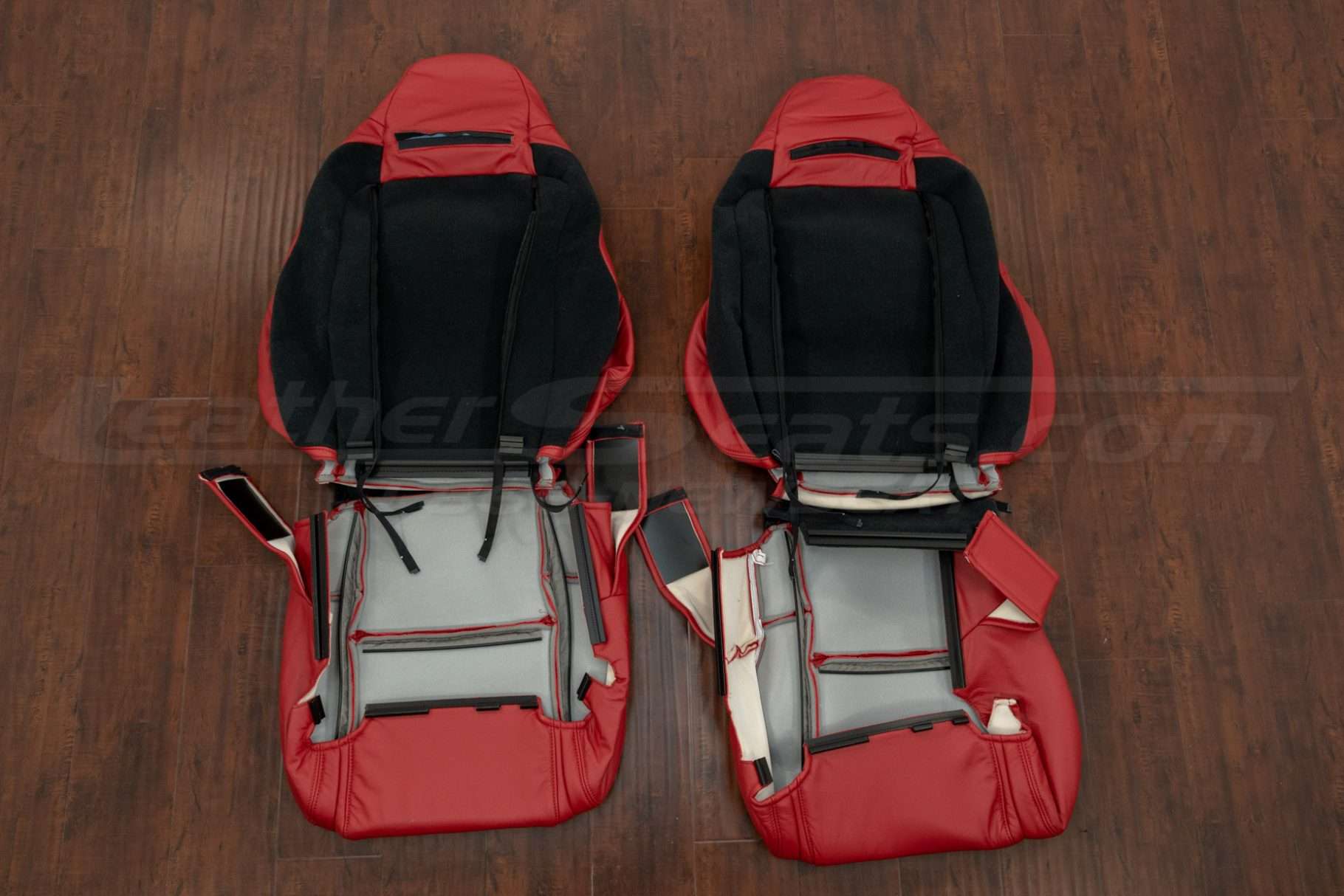 Front seat upholstery flipped