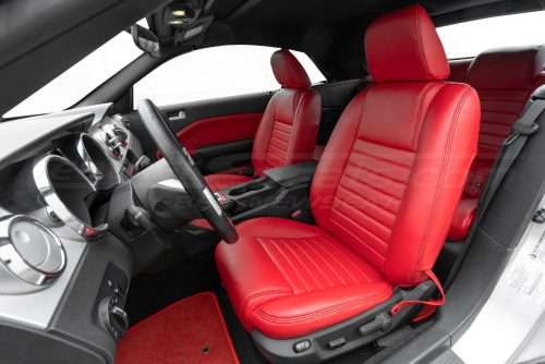 2005-2009 Ford Mustang custom Bright Red leather seats with Black stitching