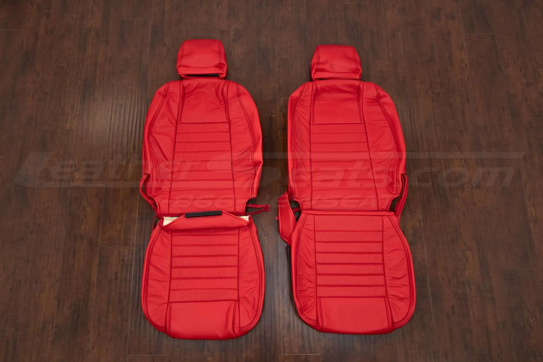 2005-2009 Ford Mustang Convertible Leather Seat Kit - Bright Red - Front seat upholstery