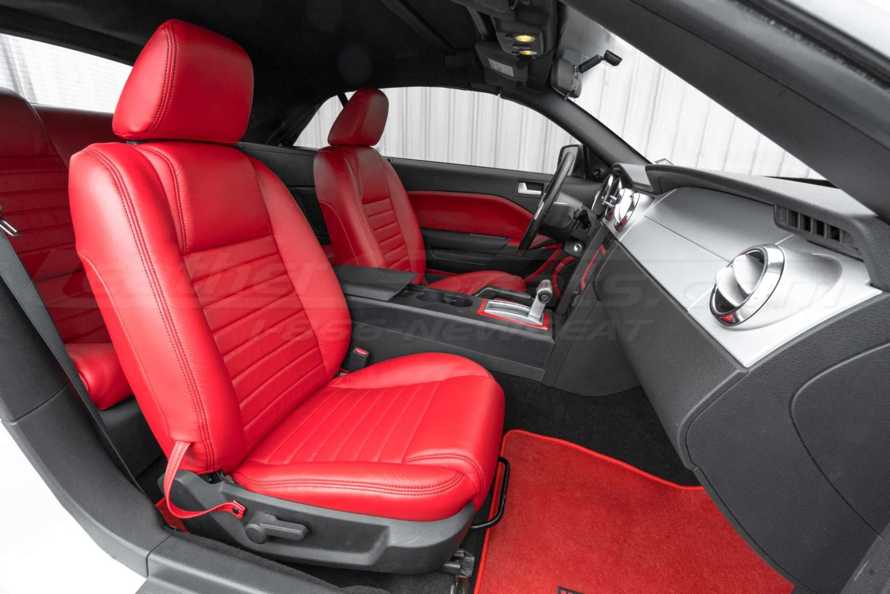 Front passenger seat with installed LeatherSeats.com upholstery