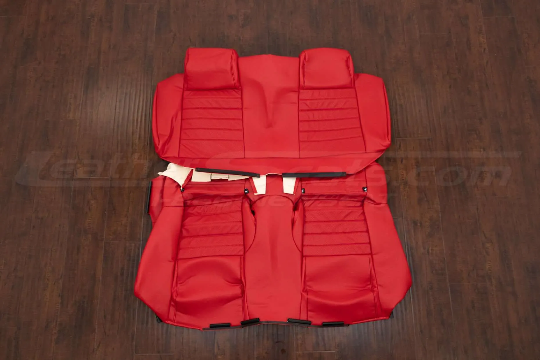 2005-2009 Ford Mustang Convertible Leather Kit - Bright Red - Rear seat upholstery