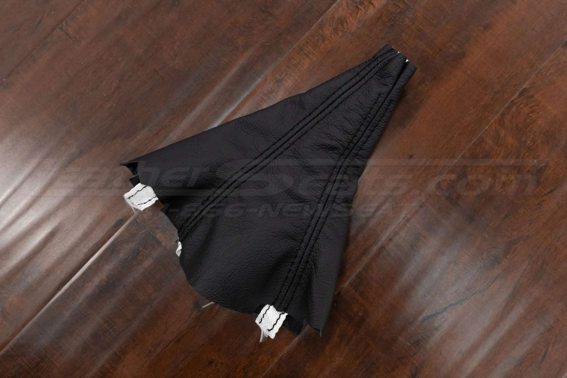 Side view of manual shift boot upholstery