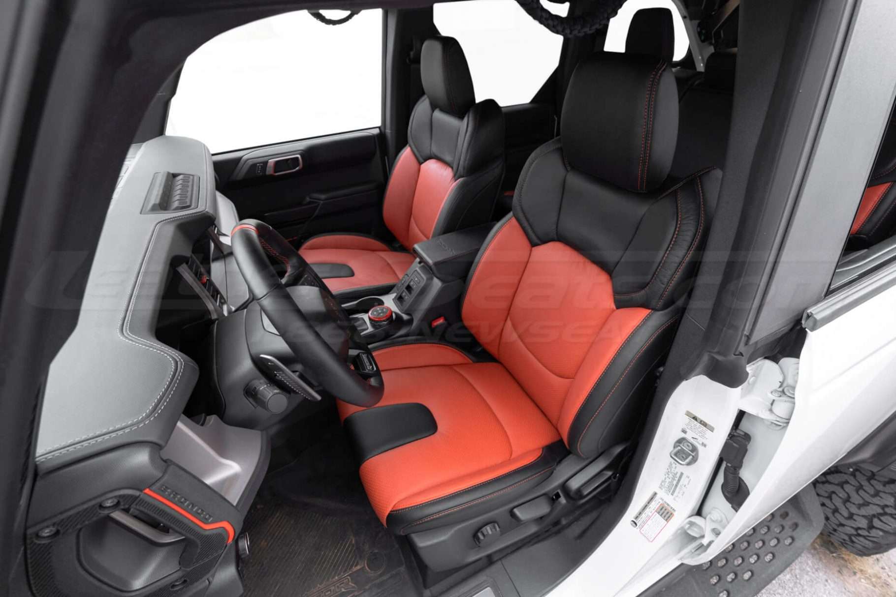 Alternative view pf front seats with installed leather upholstery