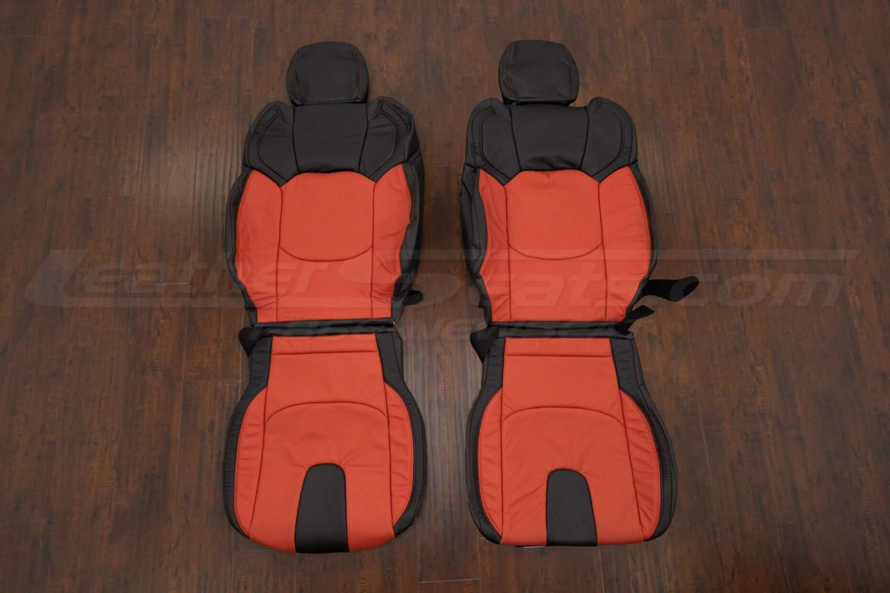 2022-2024 Ford Raptor Bronco leather seat upholstery kit - Black/Tangerine - Front seat upholstery