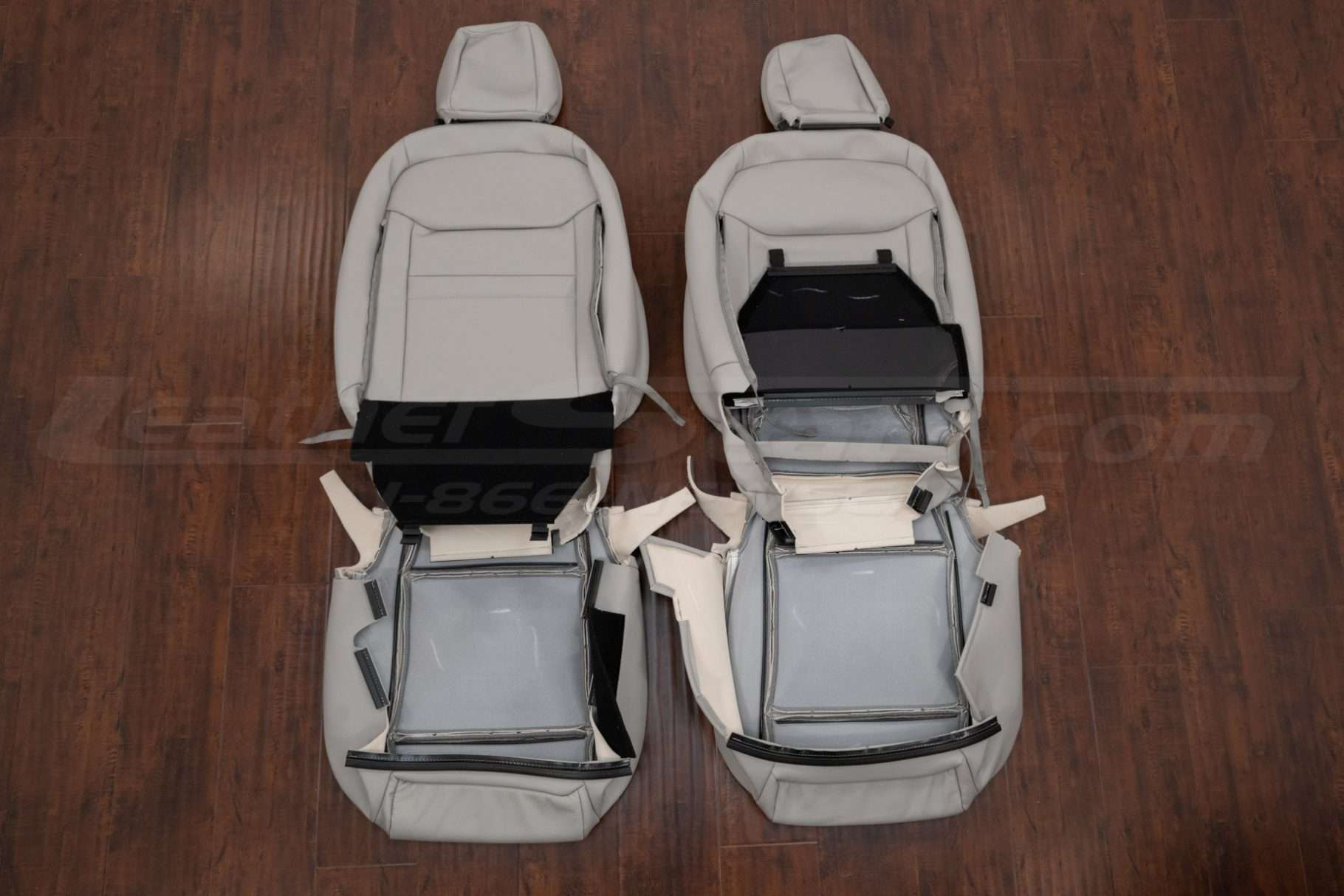 Front seat upholstery flipped
