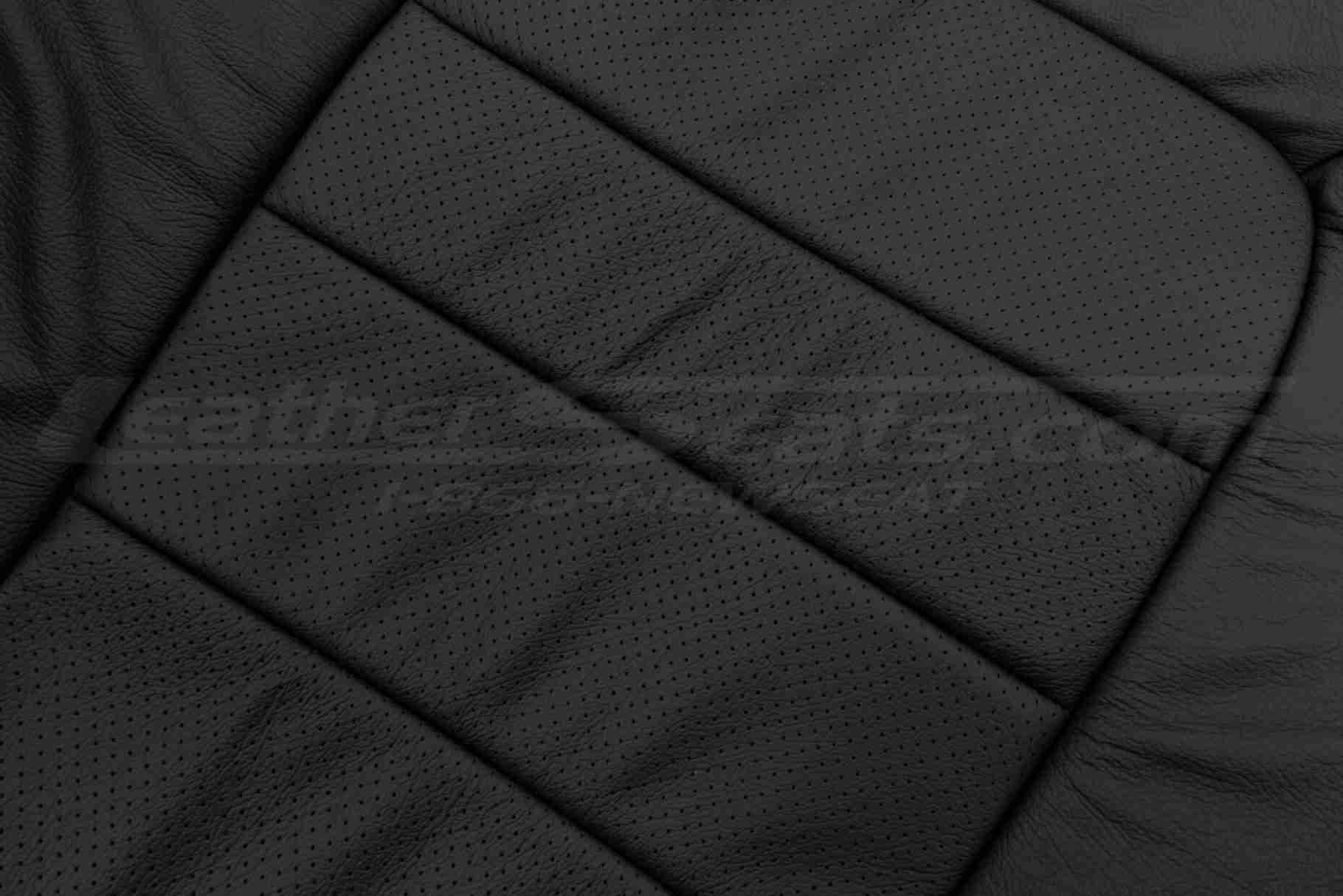 Dark Graphite leather texture and perforation close-up