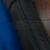 Cobalt stitching on Black leather