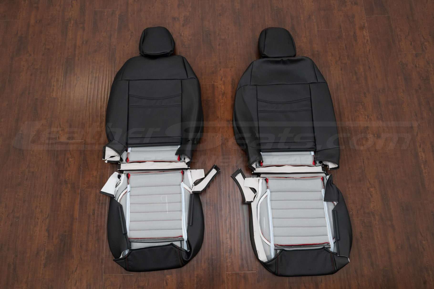 Back view of Ford Mustang leather seat upholstery