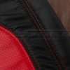 Contrasting double-stitching in Bright Red on Black leather