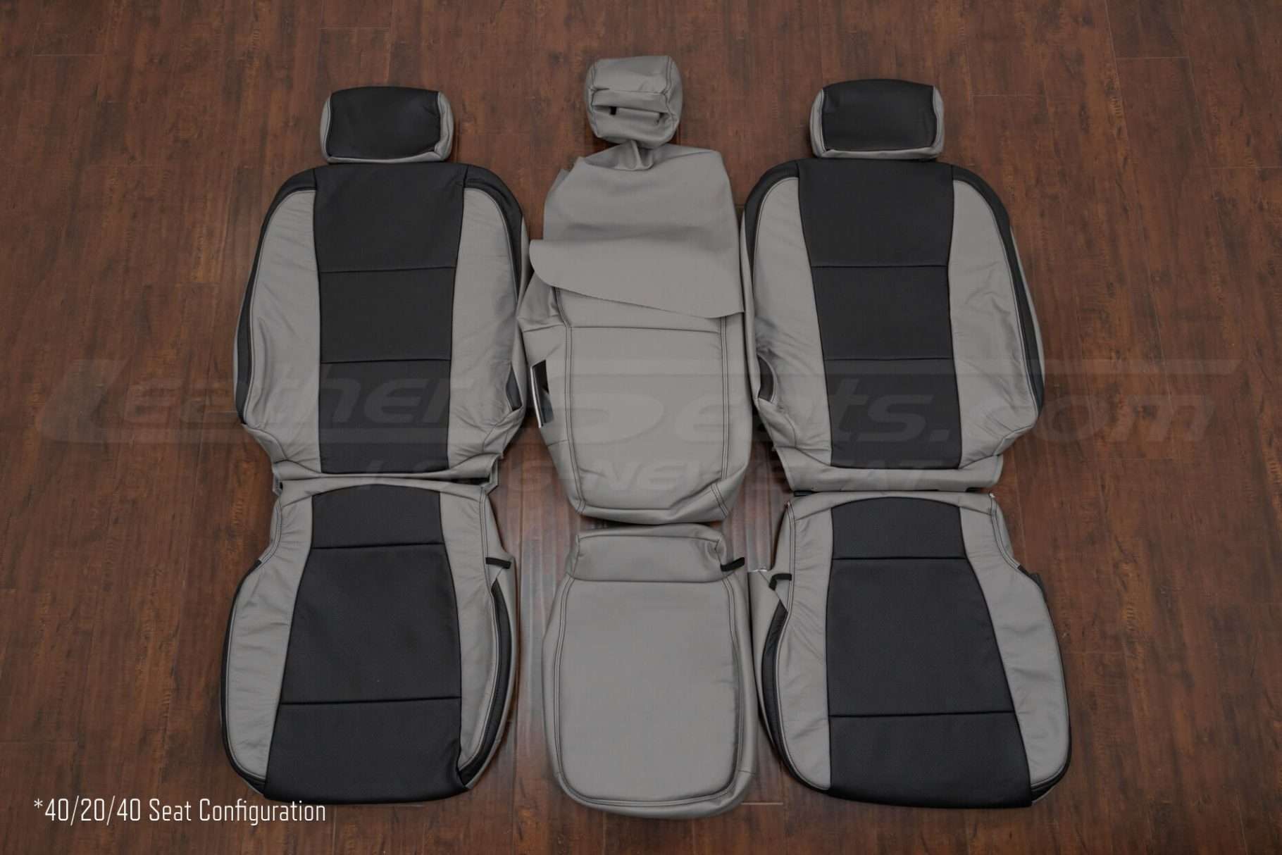 2017-2022 Fored F-250/F-350/F-450/F-550 Aftermarket upholstery kit - Stone/Black - Front seat upholstery 40/20/40