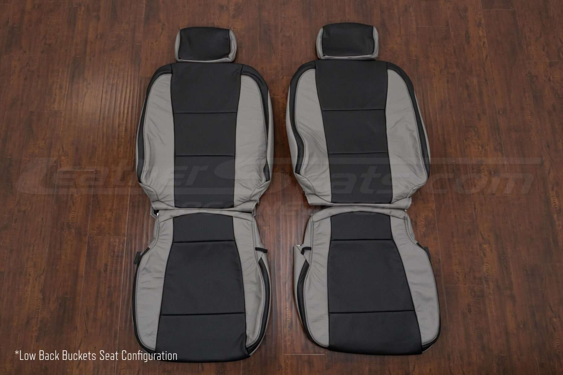 2017-2022 Ford Superduty Custom Leather Seat Upholstery Kit - Stone/Black - Front seat Buckets