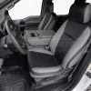 Alternative view of installed leather on front driver seat with folded down jumpseat