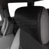 Leather headrest close-up with Black double-stitching