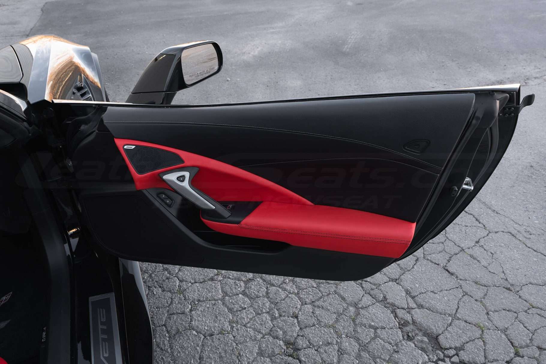 C7 corvette passenger side door trim piece and armrest wide view