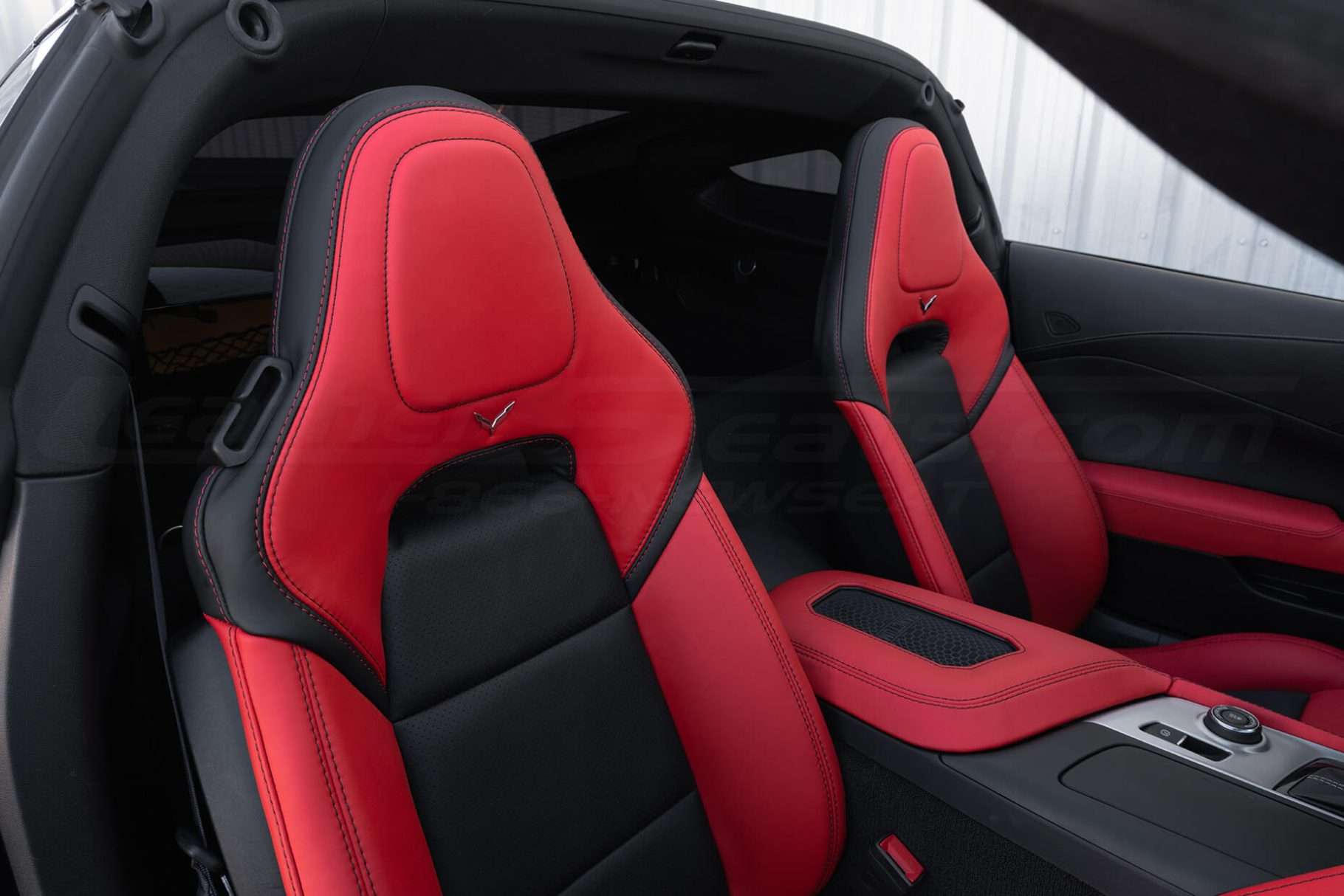 C7 corvette passenger side hero side tight view leather seat upholstery covers