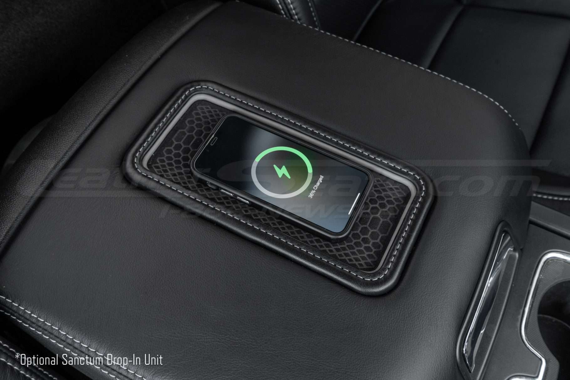 Optional Sanctum Drop-In Unit - Phone on charging pad