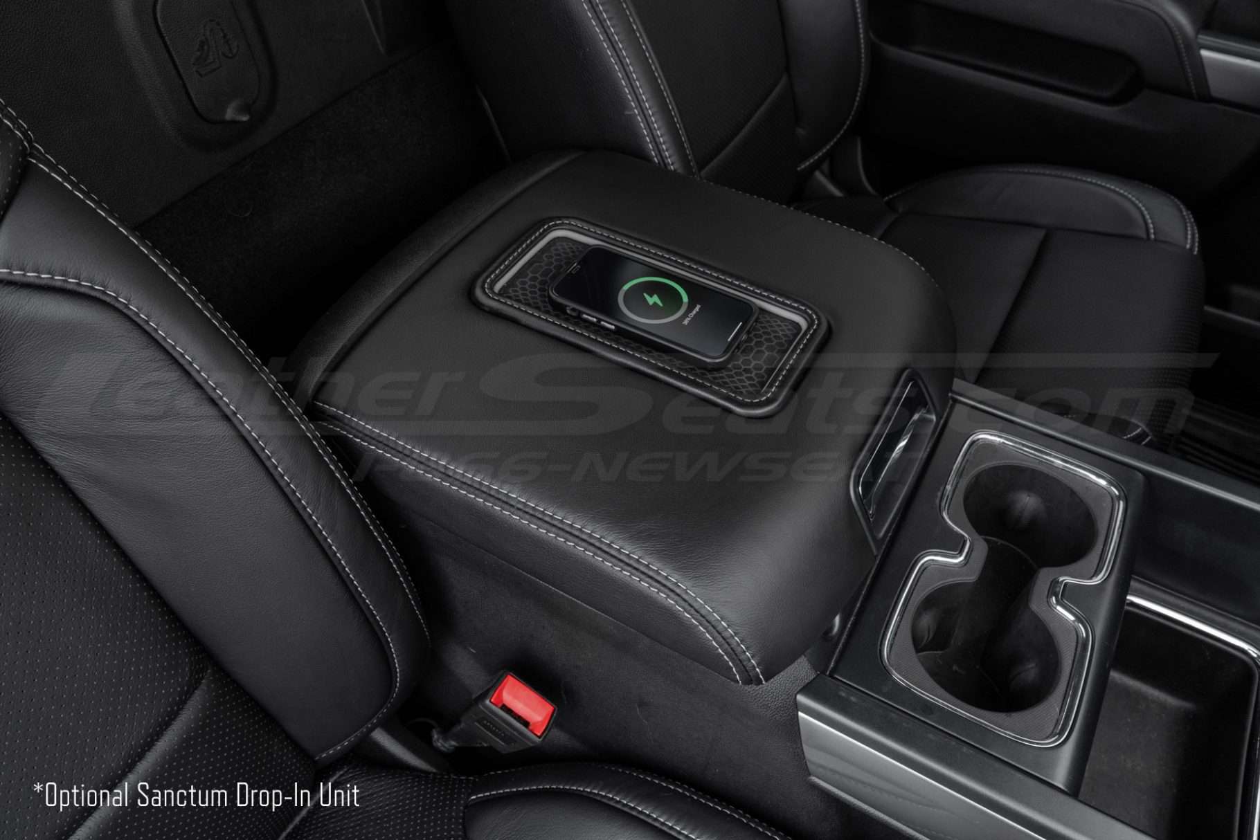 Passenger side view of phone charging console lid for chevy silverado