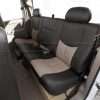 Driver side rear seat of Chevy Silverado with two-tone custom leather seats