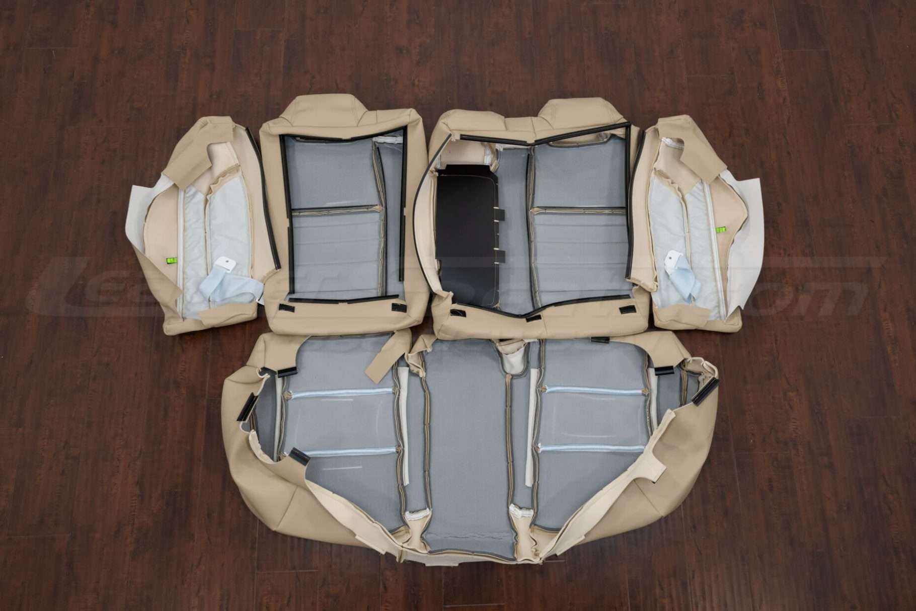 Rear seat upholstery and bolsters flipped