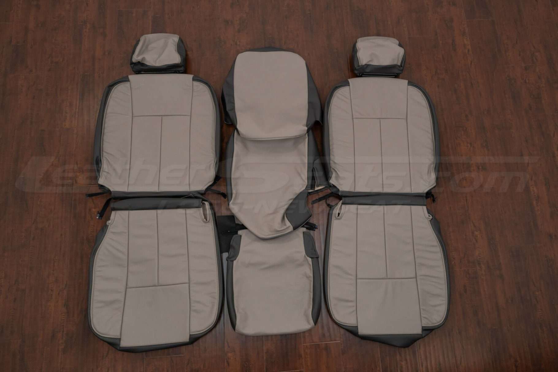 2002-2005 Dodge Ram leather seat upholstery kit - Dark Graphite / Puddy - Front seat 40/20/40 upholstery