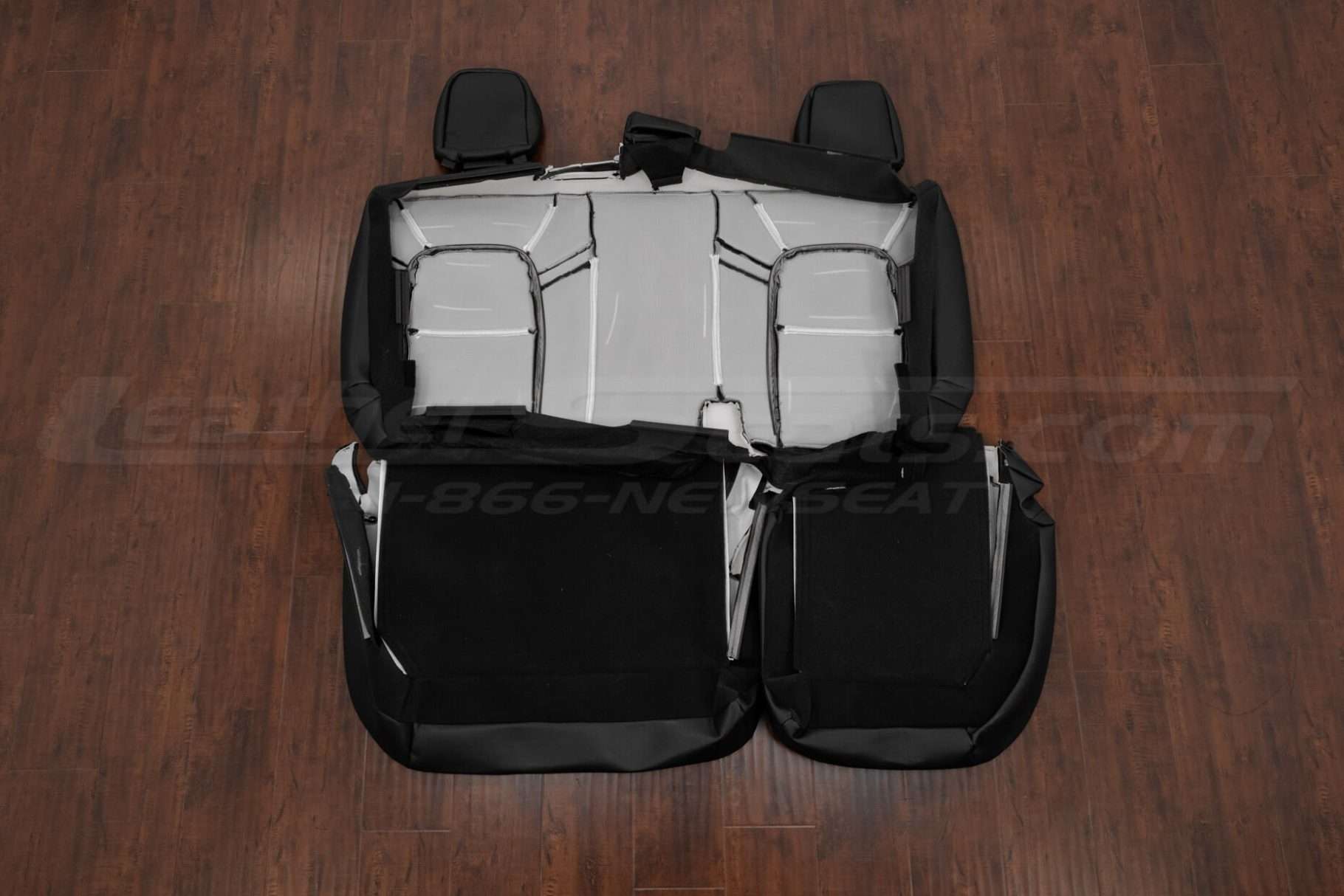 Flipped rear seat leather upholstery
