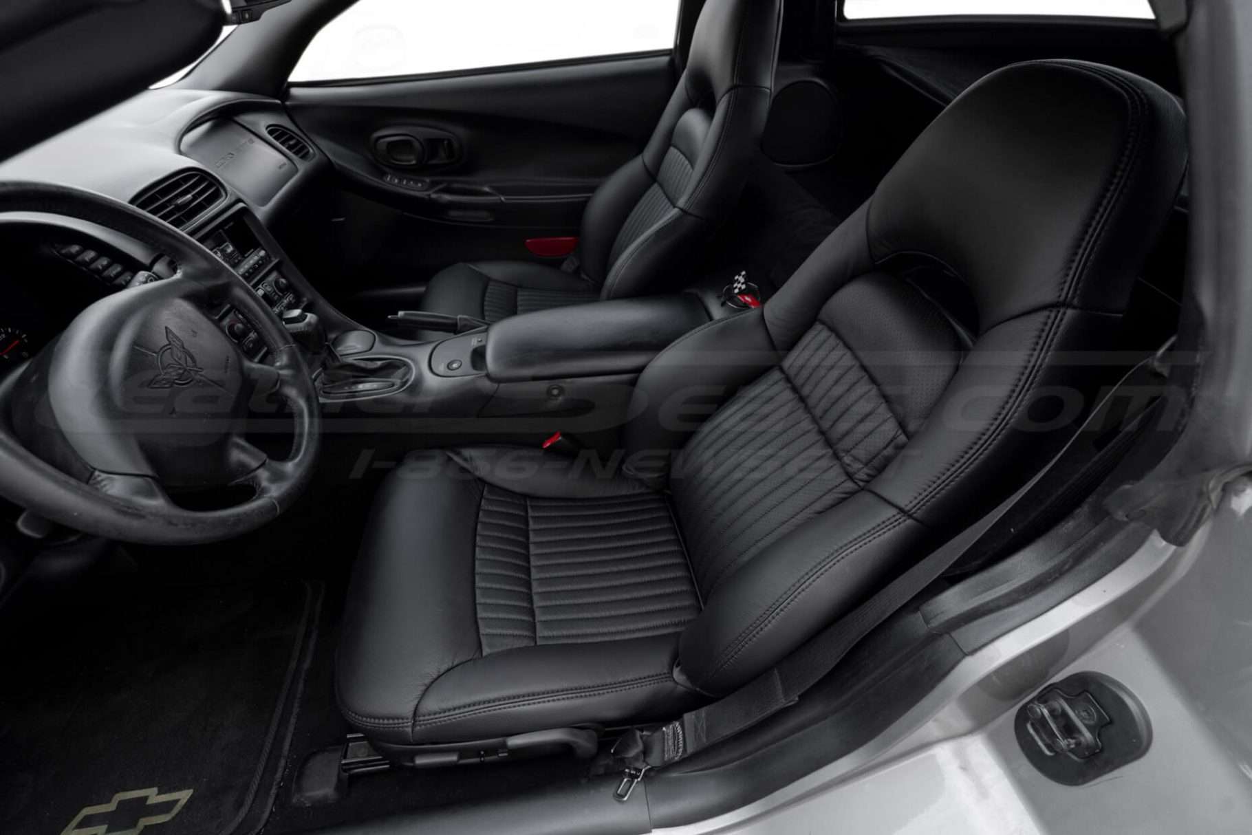 Alternative view of C5 Chevy Corvette with installed black leather seats