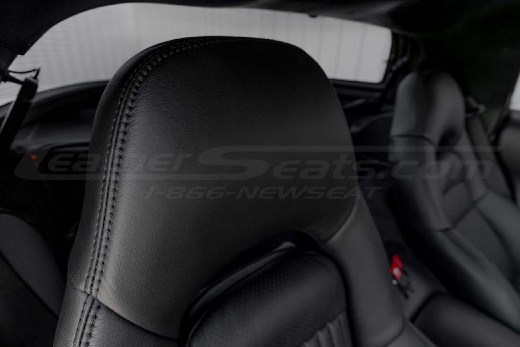 Corvette leather headrest close-up