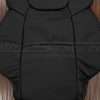 Black leather insert section of backrest upholstery