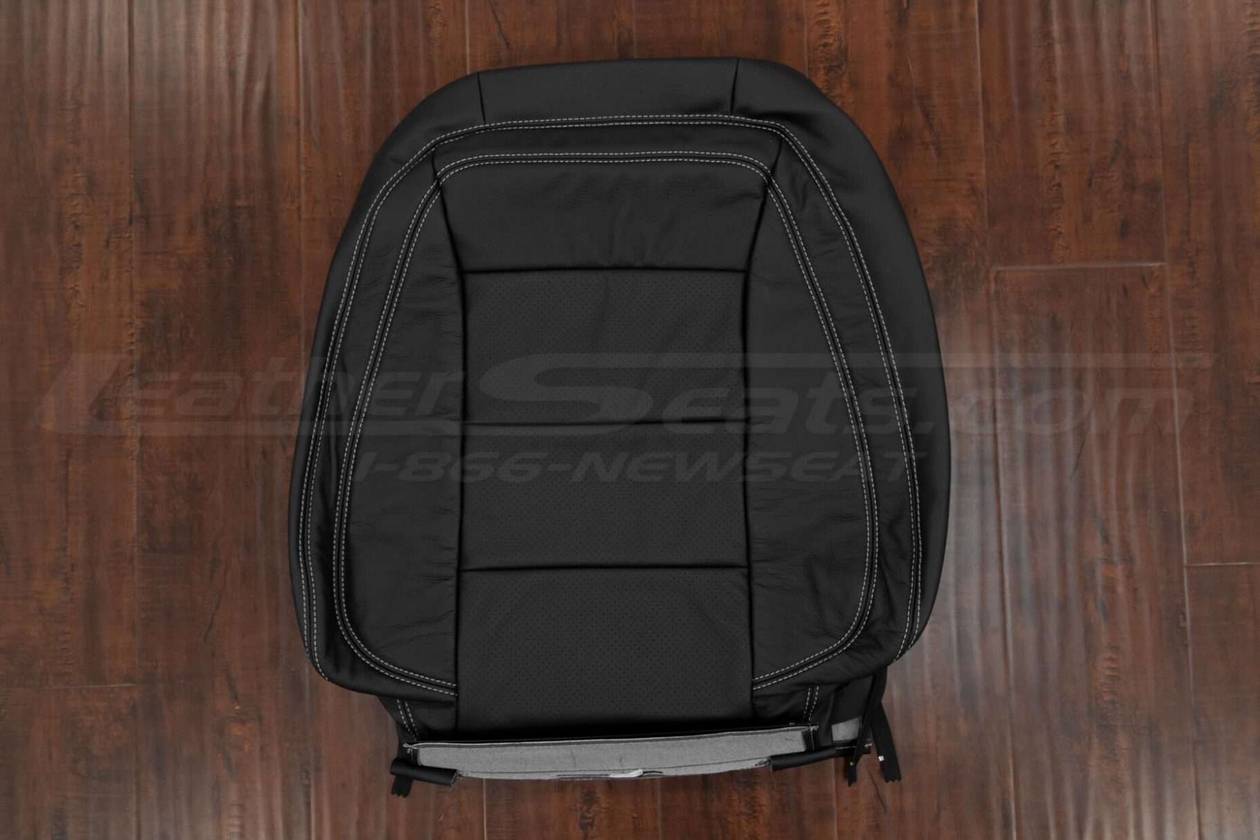 GMC Terrain leather backrest upholstery with perforated inserts and silver thread