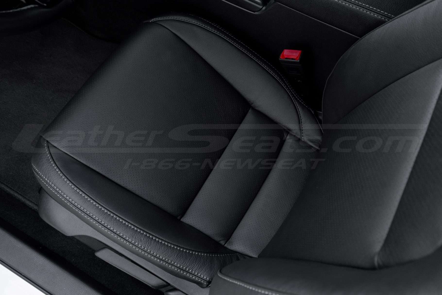 Top-down view of front driver cushion with perforation