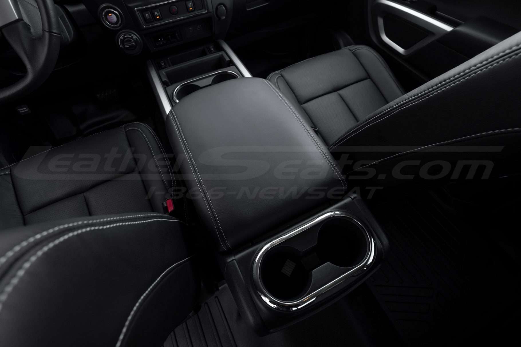 Alternative back view of leather console lid for nissan titan