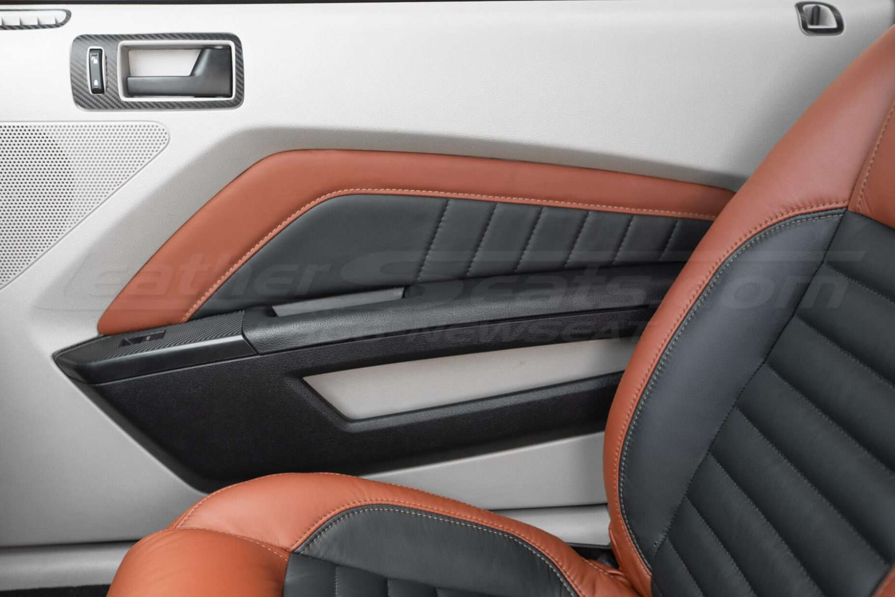 Installed interior view of Ford Mustang with twotone door insert panels